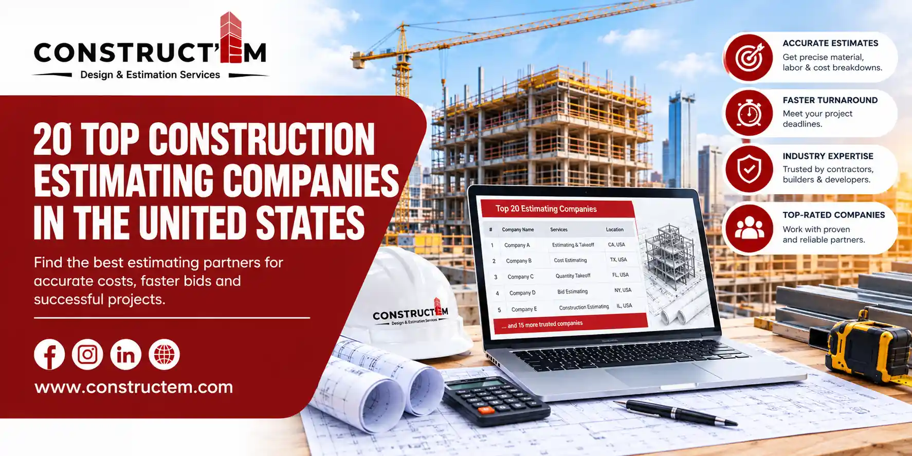 20 Top Construction Estimating Companies in the United States