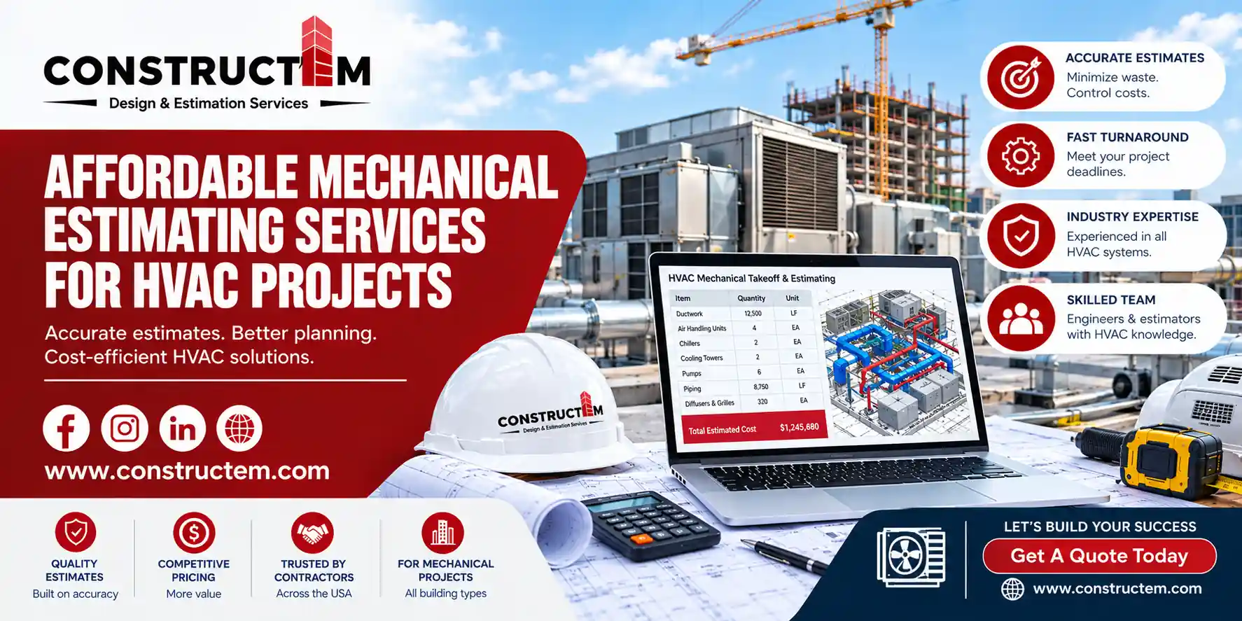 Affordable Mechanical Estimating Services for HVAC Projects,construction cost estimating Texas , construction cost estimating Texas , MEP estimating company , Florida commercial cost estimation ,