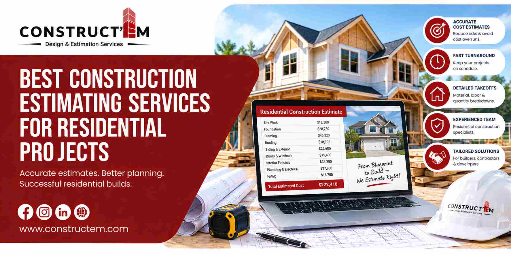 Best Construction Estimating Services for Residential Projects